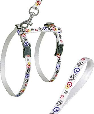 Flamingo Art Sportive Harness + Lead for Cats Mouse 10 mm White