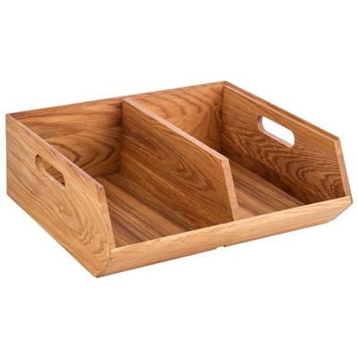 APS 11729 - Contenitore a buffet, 35 x 31 cm, altezza: 12,5 cm, in legno di quercia oliato