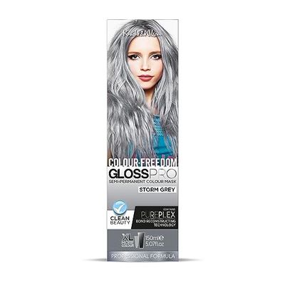 Knight & Wilson Colour-Freedom Gloss Pro 150ml Storm Grey Semi-Permanent Hair Colour - Ultra-Vibrant Vegan Colour Mask with PurePlex | Ammonia Free Colour Lasts Up To 6-10 Washes