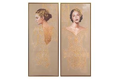 Set van 2 afbeeldingen voor dames, met gouden lijst, 50 x 4 x 120 cm