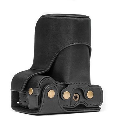 MegaGear MG1179 Ever Ready Leather Case and Strap with Battery Access for Canon EOS M6 Camera - Black