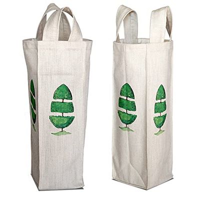 Bonamaison Bolsa de Vino de Lona de algodón Impresa digitalmente, Bolsa de Botella, Tapas de Botella de Vino, Bolsa de Soporte de Vino, tamaño: 16,5 x 31,5 x 7,5 cm