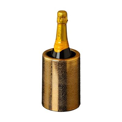 ABEL DESIGN, Glacette pour vin 1 Bouteille, Porte-Bouteilles en Plastique Antichoc, Porte-Bouteille métallique Or, dim extérieur 12,5 cm Dim intérieur 9,5 cm, h 18 cm, fabriqué en Italie