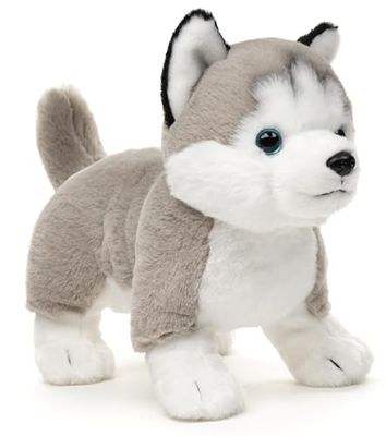 Uni-Toys - Husky grigio, in piedi (senza guinzaglio) – 30 cm (lunghezza) – cane di peluche – peluche