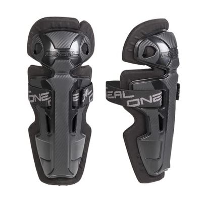 O'NEAL | Elleboogbeschermer | Kinderen | Motorcross | Comfortabele Scheenbeschermer, Duurzame Plastic Shells, Elastische Velcro® Riemen | Pro II RL Carbon Look Knie Cups Jeugd | Zwart | Één Maat