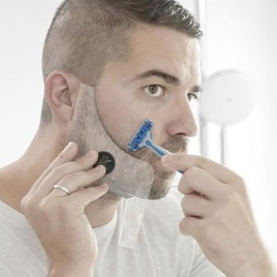 InnovaGoods Szablon do golenia brody hipster Barber, szablon brody męskiej, golenia, pasuje do twarzy, golenia na mokro lub na sucho. Przezroczysty.