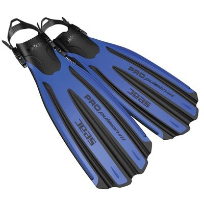 SEAC Propulsion, Pinne da Subacquea con Cinghiolo Regolabile, Made in Italy, Blu, M/L