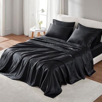 Madison Park Satin Luxury and Silky with Natural Sheen Satén Lujoso y Sedoso con Brillo, Poliéster, Negro, California King, 6