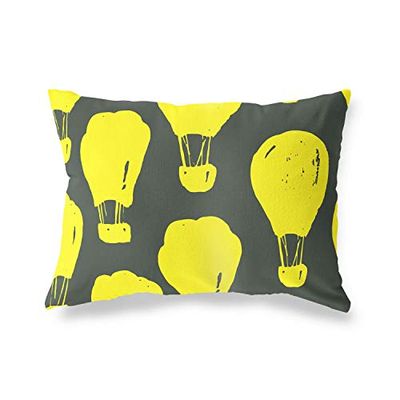 BonaMaison Jaune Fluo-Fumée Housse de Coussin Motif, Taie d'oreiller pour Lit Voiture Canapé Maison Salon Chambre, Décoration D'intérieur, 45x60 Cm - Conçu et Fabriqué en Turquie