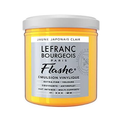 Lefranc Bourgeois Flashe acrílico, pintura de vinil, amarelo japonês claro, tubo de 125 ml - vinilfarbe, 125