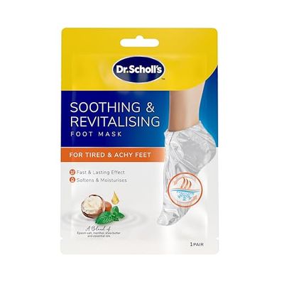 Dr. Scholl's Soothing and Revitalising Foot Mask for Tired, Achy Feet - Helps Your Feet Feel Relaxed, Moisturising Socks, Softens and Moisturises with Epsom Salt, Menthol, Shea Butter and Lavender