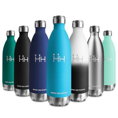 Bouteille Isotherme 1L, Gourde Inox Étanche, Réutilisable, Gourde Métal sans BPA, Bouteille d'eau Acier Inoxydable à Double Paroi, Gourde Isotherme pour École, Bureau, Sport, Randonnée, Voyage
