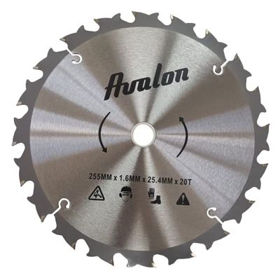 Avalon - Disco de 20 Dientes Antirrebote para Desbrozadora, Cuchilla Especial para Tallos Leñosos 255 x 1,6 mm, Longitud del Diente de widia 6 mm