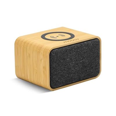 mooov 477352 Enceinte Bluetooth Bamboo Portable avec Chargeur Induction pour Smartphone