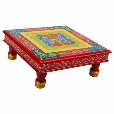 Mesa Auxiliar De Madera Pintado A Mano