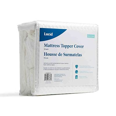 LUCID Funda para sobrecolchón – material suave, transpirable – antideslizante – lavable a máquina (cubrecolchón no incluido) – 135 x 190 cm, 10 cm