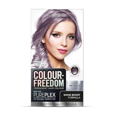 Colour Freedom Metallic Silver Violet Permanent Hair Dye with PurePlex. Ultra Glossy Conditioning Hair Colour. 100% grey coverage. By Knight & Wilson.