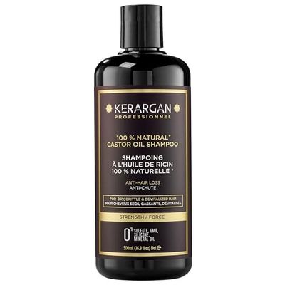 Kerargan - Anti-Hair Loss Shampoo with Castor Oil - Strengthens & Promotes Growth - Dry & Brittle Hair - Enriched with Keratin, Argan Oil, Aloe Vera - Sulfate, GMO & Silicone-Free - 16.9 fl oz