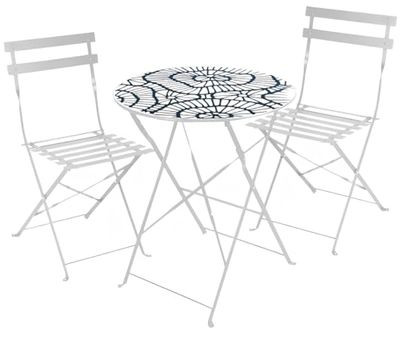 FORNOR 24203 Table Diam 60 cm + 2 CHAISES 41x46x80cm Zigzag