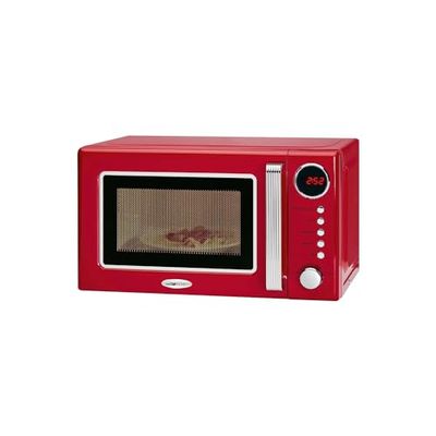 Kuchenka mikrofalowa w stylu retro - z grillem i wyświetlaczem cyfrowym, z 9 zaprogramowanymi programami, timerem, bezpieczeństwem dla dzieci, ze szkła i stali nierdzewnej, 37 x 44 x 26 cm, 20 l, 700