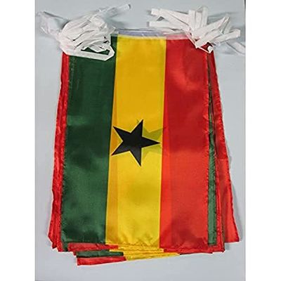 AZ FLAG Ghirlanda 12 Metri 20 Bandiere Ghana 45x30cm - Bandiera GHANESE 30 x 45 cm - Festone BANDIERINE