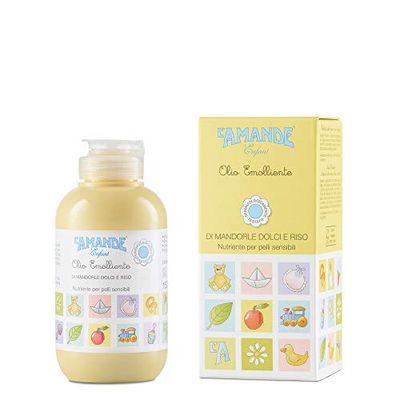 L'AMANDE - Huile Amande Douce et Riz Enfants, Huile Bebé Enfant avec Vitamine E et Sels Minéraux, Huile de Massage Bain Bebe, Huile Corps Douce Emolliente Peau Sensible Made in Italy - Enfant, 150 ml