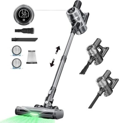Proscenic Cordless Vacuum Cleaner, 45Kpa 50Mins Runtime Vacuum Cleaner Cordless Powerful, Anti-Tangle, LED Display, Rechargeable Lightweight Stick Vacuum for Pet Hair Floor Carpet, P13
