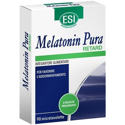 ESI - Melatonin Pura Retard, Integratore Alimentare di Melatonina a Rilascio Prolungato, Senza Glutine e Vegan, Favorisce il Sonno e Contrasta i Risvegli Notturni, 90 Microtavolette
