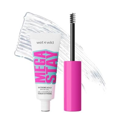 Wet n Wild Mega Stay Extreme Hold Brow Gel, Żel do Brwi, Bezbarwne Wykończenie Bez Łuszczenia Się, Trwałość do 16 Godzin, Lekka Formuła, Łatwa Aplikacja za Pomocą Małego Pędzelka