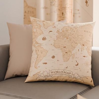 PETTI Artigiani Italiani - Coppia di Federe Cuscino 60x60 cm in Microfibra, Cuscini Arredo Camera da Letto, Divano, Salotto, Set 2 Fodere Copricuscino, Federa World Tortora, 100% Made in Italy