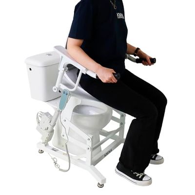 KMINA - Rialzo WC Elettrico con Braccioli, Sostegno Water Bagno Disabili Inclinabile, Sollevatore con Coperchio, Anziani