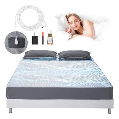 VEVOR Grondlaken, puur katoen en zilvervezel, aardingshoeslaken, aardingskabel en tester, grijs, Queen Size 1525 x 2030 x 330,2 mm, Grijs, Modern