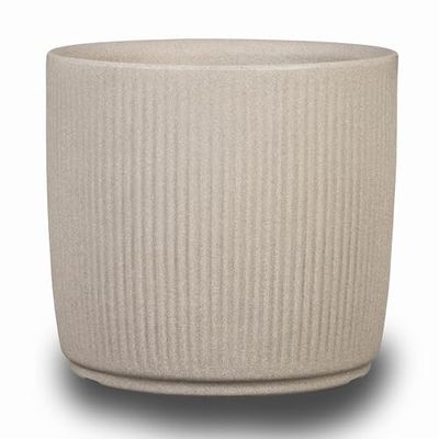 Scheurich Linetto 40, Plantenbak/Bloempot/Plant Pot, rond, kleur: Zand, gemaakt van gerecycled kunststof, 10 jaar garantie, voor buiten