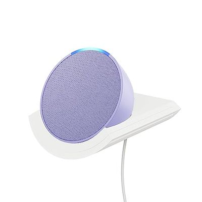 Amazon Echo Pop, Lavanda + Supporto da parete a scaffale Made For Amazon, Bianco ghiaccio