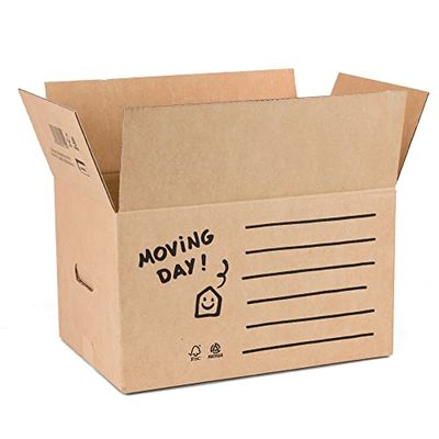 Pack 20 cajas mudanza. Cajas cartón 43x30x25 cm para mudanzas y almacenaje con asas. Cajas organizadoras