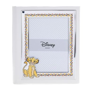 VALENTI & CO. Disney Baby – Rey León Simba – Álbum de fotos infantil con marco de plata para regalo bautizo recién nacido o cumpleaños niños