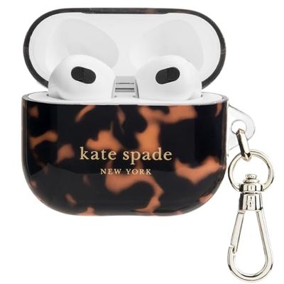 Kate Spade New York AirPods Étui de Protection avec Anneau Porte-clés – Tortue, Compatible avec AirPods 3ème génération