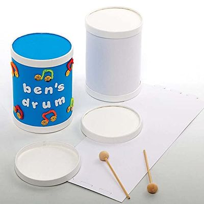 Baker Ross FE624 Mini Drum Craft Kit - Pack of 3, Musical Arts and Crafts Set for Children Make Your Own Drums