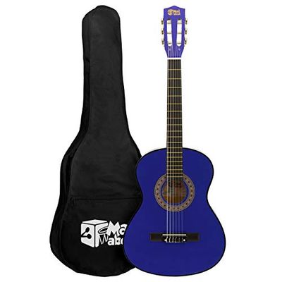 TIGER Mad About MA-CG04 Klassieke gitaar, 1/4 size blauwe klassieke gitaar - kleurrijke Spaanse gitaar met draagtas, riem, pick en reserve snaren - nu met 6 maanden gratis lessen inbegrepen