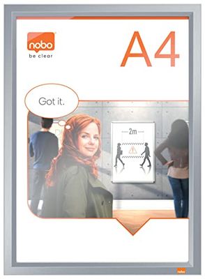 Nobo - Porte-Affiche A3 Mural avec Cadre Noir Clipsable à Coins Biseautés, Fixation par les Coins, Impression Pro, 1915581