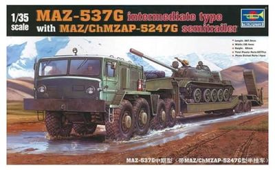 Trumpeter 211 - MAZ-537G Tipo intermediário com MAZ/ChMZASP 5247G Semi-reboque