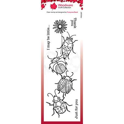 Woodware Francoise Collection-Clear Magic-Beetle Flower Stamp Set, 8 x 2.6 inches,FRS397