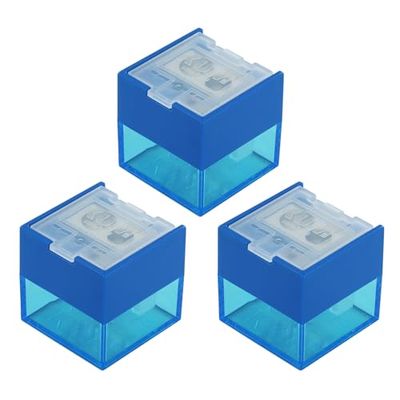KUM AZ103.76.16-B - Sacapuntas con contenedor Cubo M2, azul, multipack de 3, sacapuntas doble contenedor