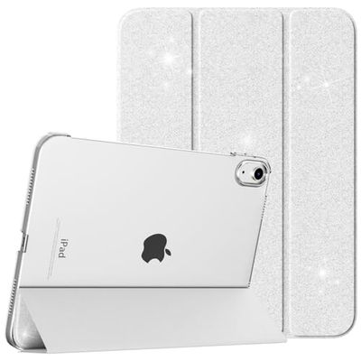TiMOVO Funda para iPad (A16) 11ª Generación 2025 11 Pulgadas/iPad 10ª Generación 2022 10,9 Pulgadas, Delgada Carcasa Trasera Dura Translúcida con Soporte Trifold, Brillo Blanco