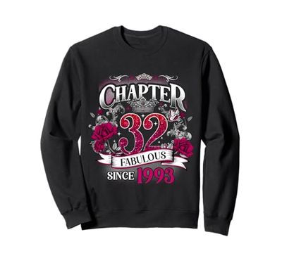 Womens Chapter 32 Fabulous Since 1993 32nd Birthday Queen Felpa