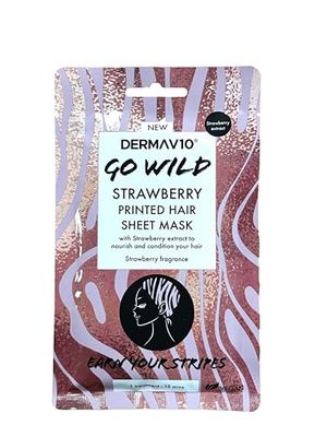 Derma V10 Go Wild Hair Mask, Enriched With Strawberry Extract, Nourishes And Conditions Hair, Improves Hair Health, Perfect For Pamper Nights, Vegan Friendly