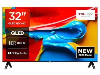 TCL TV 32V4C - 32" HD Smart QLED Direct LED con Android TV e HDR - Compatibile con Google Cast e Google Home, Design Delgado