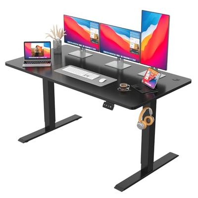 JUMMICO Bureau électrique réglable en Hauteur avec Fonction mémoire - 140 x 60 cm - Noir