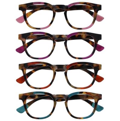 OPULIZE Ava 4 Pacco Donna Signora Marrone Rosa Porpora Rosso Turquoise Vestibilità Comoda Occhiali Da Lettura Cerniere Molla RRRR62-45ZQ +3,50