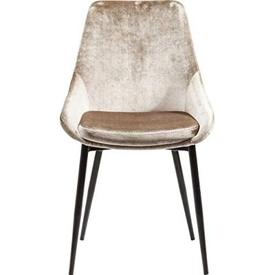 Kare Design cadeira East Side Pearl, bege, cadeira de jantar, aspeto de veludo, pernas de aço, moderna, sala de estar, sala de jantar, 95 x 52 x 63 cm
